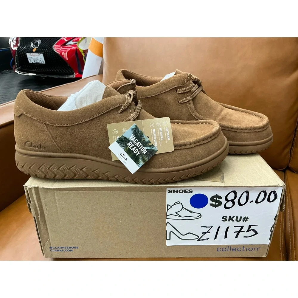 Clarks Relaxlite Low Mens 11 Cola New Suede Moc Toe Casual Shoes